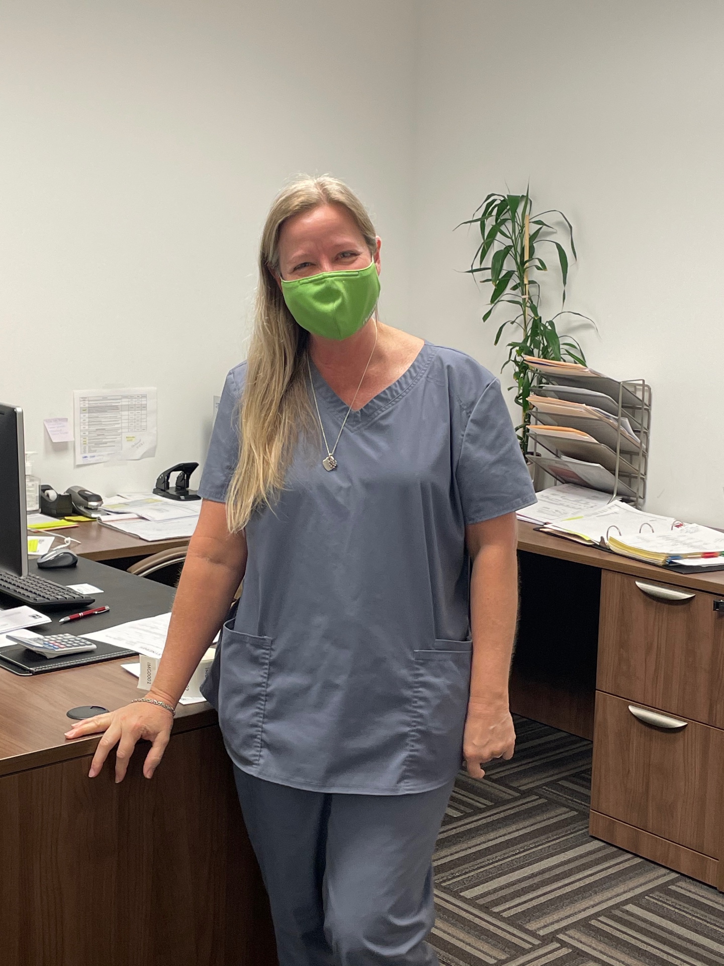 Julie Davis, Office Manager, during COVID-19 operations