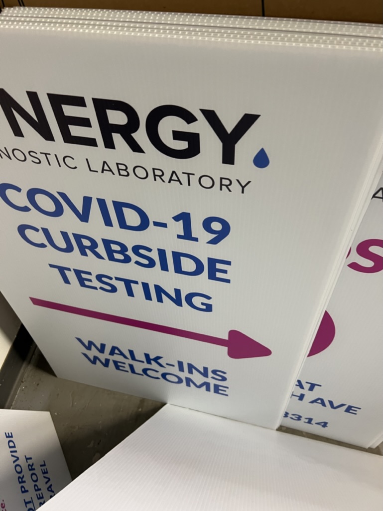 Synergy COVID-19 Curbside Testing sign